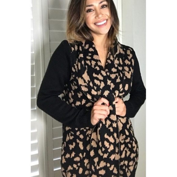 MINKPINK Wild Thing Leopard Cozy Cardigan Sweater - Picture 1 of 6